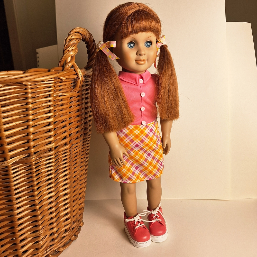1998 Vintage Rachel Redhead 18" Doll Original Pink Plaid Very Good Condition